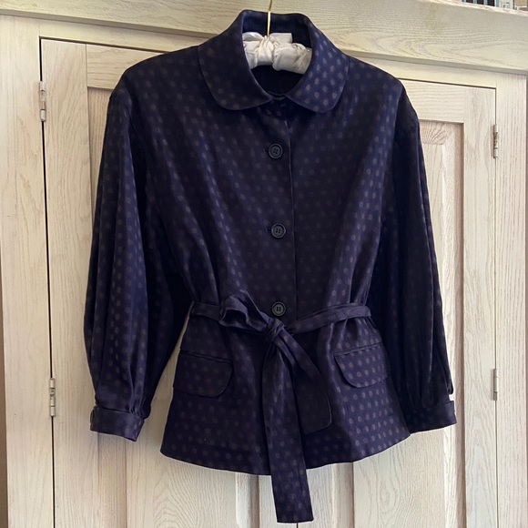 BCBGMAXAZRIA Polka Dot Dolman Bishop Sleeve Belted Jacket | Size XS - Picture 3 of 8